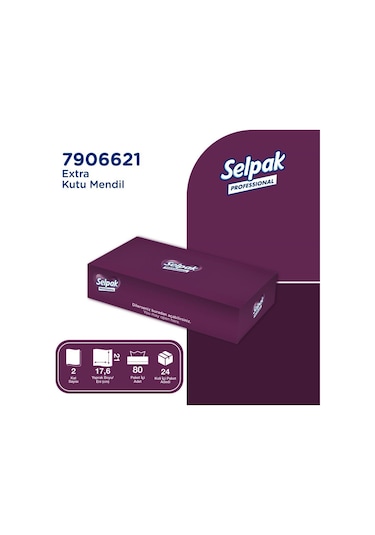 Selpak Professional Extra Kutu Mendil 21 X 18 Cm 80 Yaprak X 24 Adet