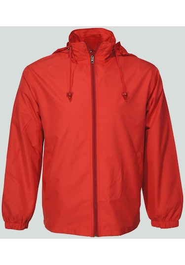 Uniprom Erkek Yağmurluk File Astarlı Kapşonlu Kırmızı