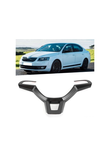 Reedark Skoda Octavia 2016-2019 İçin Direksiyon Paneli Kapak, Abs Malzeme, Kırmızı/karbon Desen/plated Gümüş, Dekoratif Ve Korumalı, Kolay Kurulum Karbon Fiber Parlak Siyah