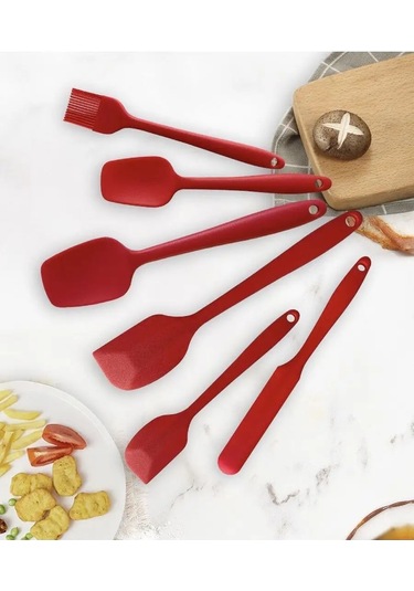 Ale-alena 6 Parça Kırmızı Silikon Mutfak Gereci Seti 137864060 Kırmızı