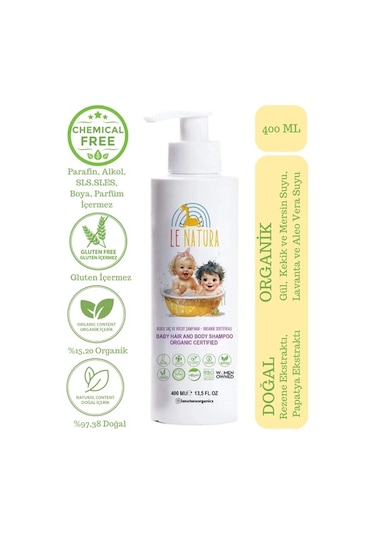 Organik & Vegan, Glutensiz Bebek Saç Ve Vücut Şampuanı 400 Ml
