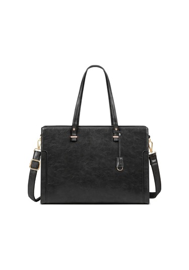 Xuweiwei Nubıly Kadın 15.6 Inç Vintage Siyah Faux Leather Profesyonel Laptop Çantası İş Ofis Sırt Çantası Açık Mavi