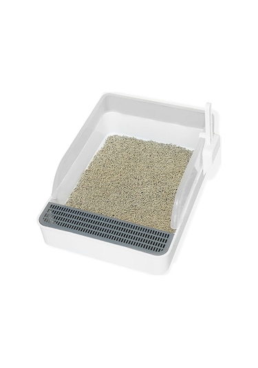 Maiyame Beyaz Tam/kısmi Kapalı Büyük Boy Kedi Kumu Kutusu - Kokusuz Kedi Tuvaleti Kedi Malzemeleri - S Yavru Kedi Boyutu