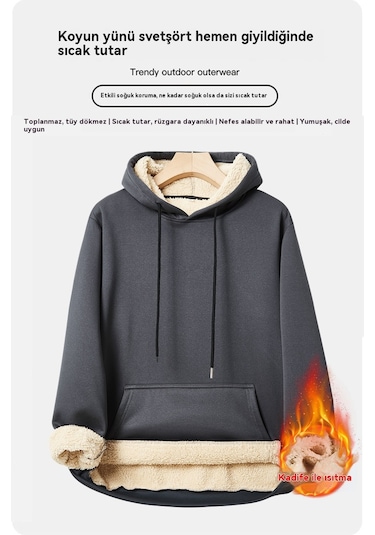 Sonbahar Ve Kış İçin Erkek Kapüşonlu Sweatshirt Haki