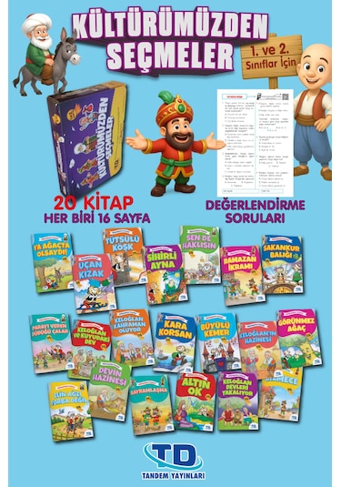 1.ve 2. Sınıflar için Kültürümüzden Seçmeler Hikaye Seti 20 Kitap