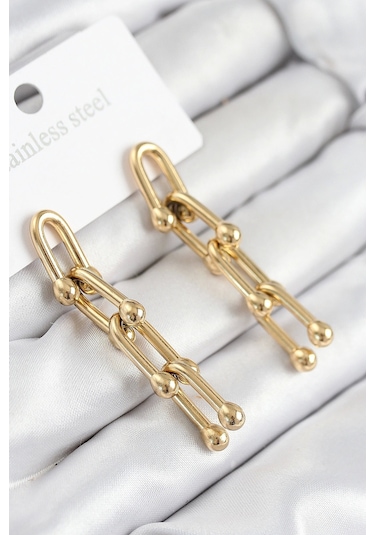 316l Çelik Sallantılı Tifany Model Gold Renk Kadın Küpe - Tj-bkp11213 Çok Renkli