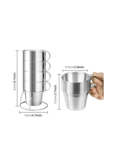 Ganzhoushop Taşınabilir Takım Sones Sıcak Piknik Paslanmaz Parçalı Kupası Kupaları Kahve İçme Hava Dört Çelik Çay Bardakları Pratik Açık Diğer
