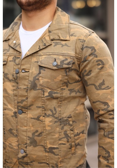 Koyu Haki Erkek Kot Ceket Çok Renkli