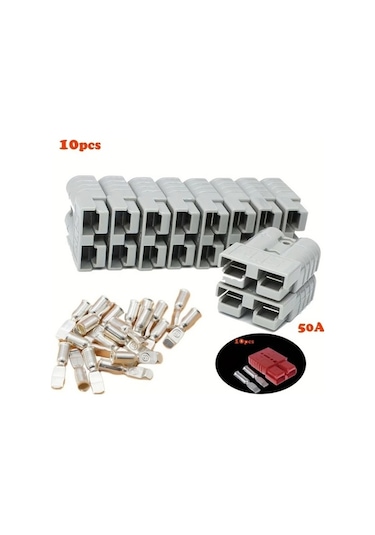 Trendooze 10 Adet 50a Gri Karavan Güneş Bağlantı Orijinal Fiş Konnektör Gaojunshop01