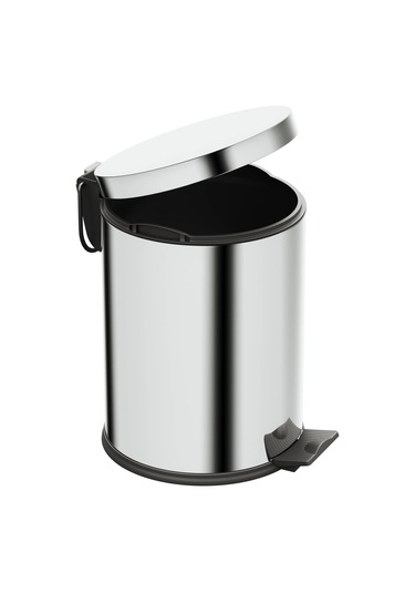 Aqua Bagno Basic Çöp Kovası - Pedallı 5 L, Parlak Krom Paslanmaz Krom