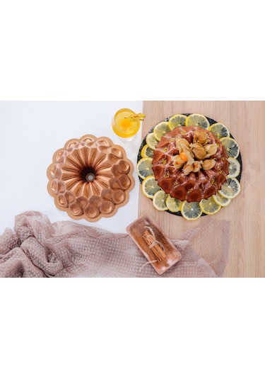 Taç Damla Granit Döküm Kek Kalıbı Gold