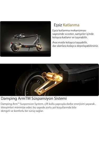 St3 Pro Scooter 1350w Turbo 75km Menzil Dörtlü Süsp. %28 Eğim Siyah