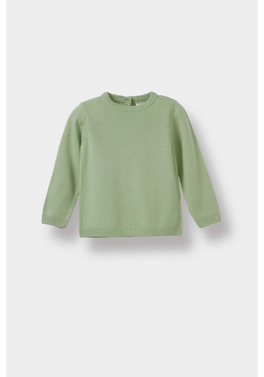 Defacto Kız Bebek Bisiklet Yaka Triko Kazak X8187a225augn1123 Yeşil