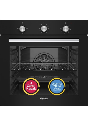 Simfer Trend Mekanik Siyah Turbo Özellikli Emaye Ocaklı 3'lü Ankastre Set