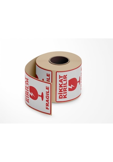 Dikkat Kırılır - Fragile Yapışkanlı Etiket 10 Cm X 15 Cm - 100 Adet