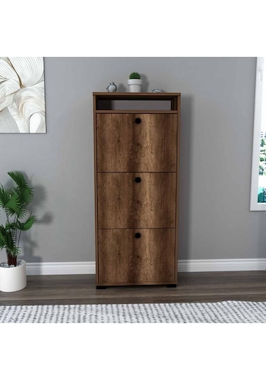 Just Home Rina Raflı Kapak Ayakkabılık - Barok Ceviz Barok Ceviz