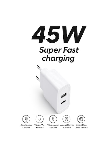 45w Çoklu Şarj Adaptörü Ultra Hızlı Realme 7 Ve 7 Pro Uyumlu Qc 3.0 + Pd