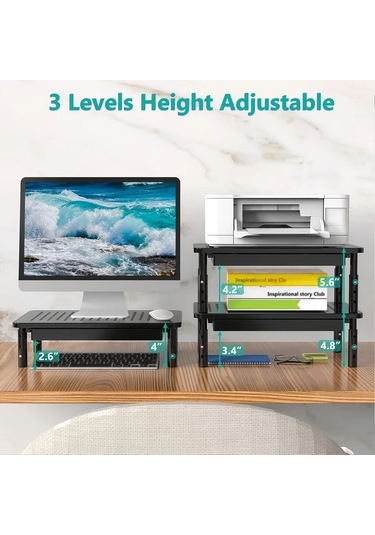 Xuweiwei Siyah Depolama İle Ergonomik Monitör Standı Hava Kanalı Alan Tasarruflu Masa Üstü Yükseltici 19.96 Kg Kadar Alüminyum Alaşım