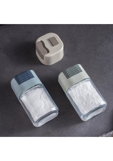 Gri Hanyang Kontrol Tuz Şişesi Cam Baharat Şişesi Ev Basın Tipi Kantitatif Kontrol Şişesi Mutfak Tuzluk Baharat Şişesi