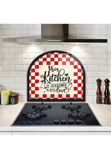 Decorita Cam Ocak Arkası Koruyucu | Oval Şekilli | Kitchen Love