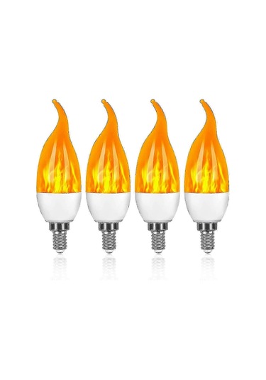 Alev Efekti Ve 3 Işık Modu İle 4'lü 3w E14 Led Ampul, Dekoratif Ampul Diğer
