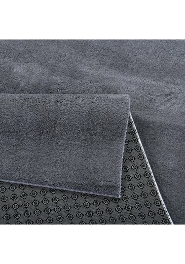 Yumuşak Peluş Halı Kaymaz Tabanlı, Yıkanabilir, Modern Dokulu Halı Koyu Gri
