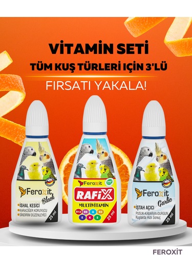 Feroxit Vitamin Seti - Tüm Kuş Türleri İçin 3'lü Vitamin Seti
