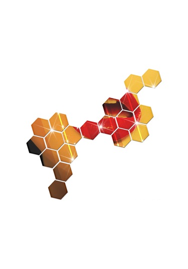 Gajeena "yapışkan Altın Altıgen Ayna Duvar Sticker Seti - 12 Adet, Dekoratif Ve Pratik" Altın