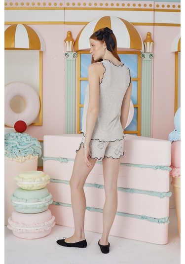 Kadın Sıfır Kol Bej Melanj Şort Takım C8t2n751 001