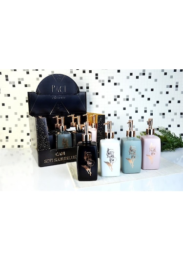 Paçi Auro Cam Sıvı Sabunluk Altın - Bakır - Siyah