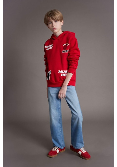 DeFacto Erkek Çocuk NBA Miami Heat Kapüşonlu Sweatshirt D8002A824WNRD70