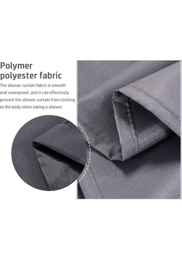 Xiyyadms Su Geçirmez Banyo Perdesi - Polyester Kumaş - 8/10/12/16 Kancalı - Siyah/beyaz/gri Seçenekli Gri