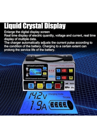 Novahub Ab Tak Yüksek Frekans Darbe Onarım Akü Şarj Cihazı 12 V/24 V 220 W Güçlü, Motosiklet İçin