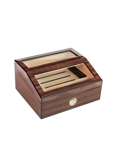 Falconetti İspanyol Sediri 2 Kat Camlı Kahverengi Humidor Puro Kutusu Ra93ak