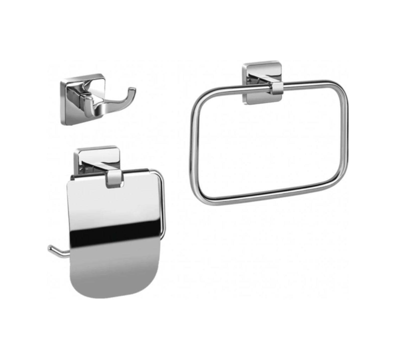 Mesateknik Milet Serisi Krom 3'lü Banyo Aksesuar Seti Kare Havluluk Krom