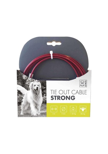 Mpets Köpek Çelik Bahçe Bağlama Teli Kırmızı 3 Metre