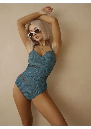 Tek Parça Bikini İ Kadın Mayo Gri - Yeşil