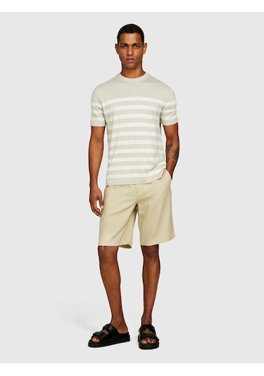 Sisley %100 Keten Slim Fit Bermuda Şort Erkek Bej Şort - 325p4aghs9010