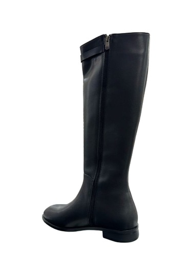 Beyaz Park Moda Lisa Günlük Kadın Dizaltı Çizme Siyah Taşlı Siyah Taşlı