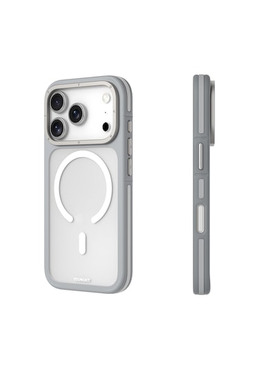 İphone 17 Pro Uyumlu Kılıf M-safe Şarj Özellikli Youngkit Rock Sand Serisi Kapak Gri