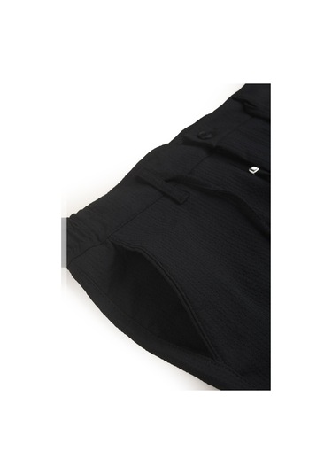 Deepsea Erkek Siyah Likralı Gofre Kumaş Beli Lastikli İpli Slim Fit Günlük Pantolon 2600650 Siyah