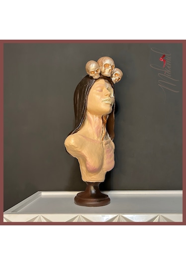 Şeker Kafatası Catrina Büstü Heykeli, Güçlü Kadın Figürü, 2