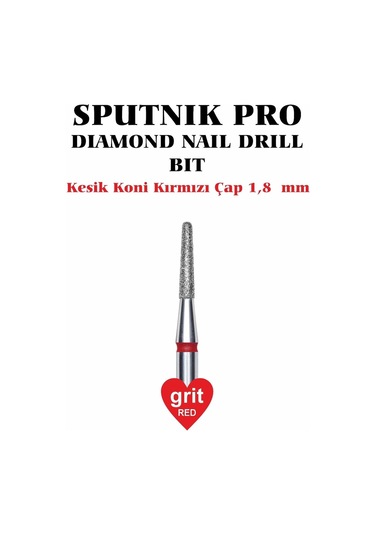 Elmas Kesik Koni Freze Kırmızı Çap 1,8mm