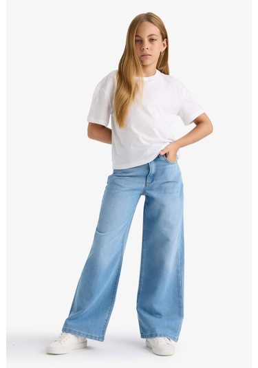 Defacto Kız Çocuk Wide Leg Geniş Paça Jean Pantolon E5881a825aunm39 Mavi