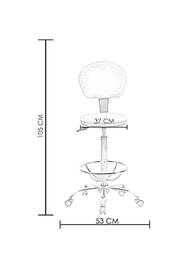 Ofiscombin Döner Tekerli Metal Ayak Arkalıklı Yüksek Bar Tabure Sandalyesi Bordo Deri 00047499856