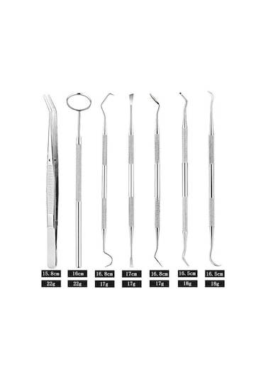 Valkyrie 7 Parça Paslanmaz Çelik Diş Tartar Sökücü Diş Temizleme Kiti Tartar Kireç Temizleyici Seti