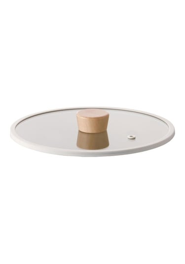 Neoflam Fika 26CM Düz Silikon Çerçeveli Cam Kapak Bej