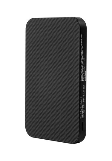 Raptic S4 Aramid-skin M-safe Şarj Özellikli Ultra İnce 600d Powerbank 15w 5000mah Siyah Siyah