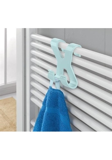 Buffer Hang İt Pratik Kolay Taşımabilir Havlupan 2 Kancalı Banyo Askısı Mavi