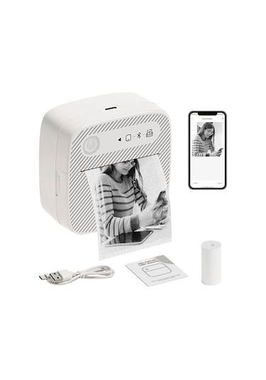 Skycity B3 Kiremit Desenli Mini Termal Yazıcı - Bluetooth, Kağıtsız, 200dpı, Etiket/fotoğraf/ödev Yazdırma, Öğrenci Ve Ev Kullanıma Uygun